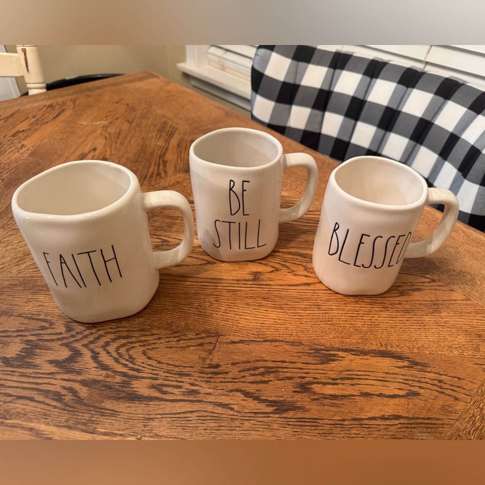 Rae Dunn coffee mugs - lot of three mugs - Faith, Blessed, Be Still